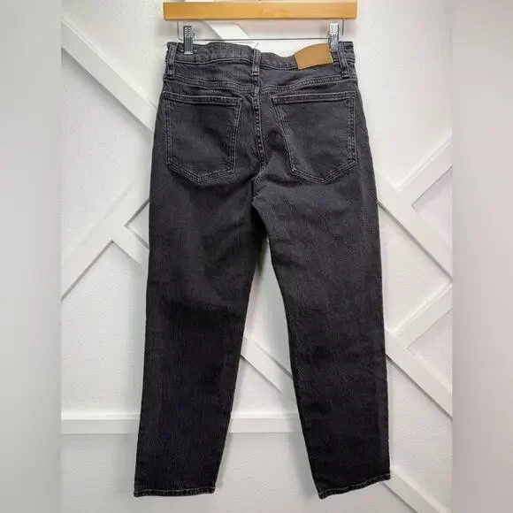 Madewell The Mid-Rise Perfect Vintage Straight Jean Black Ripped Edition Size 26 - Picture 6 of 13